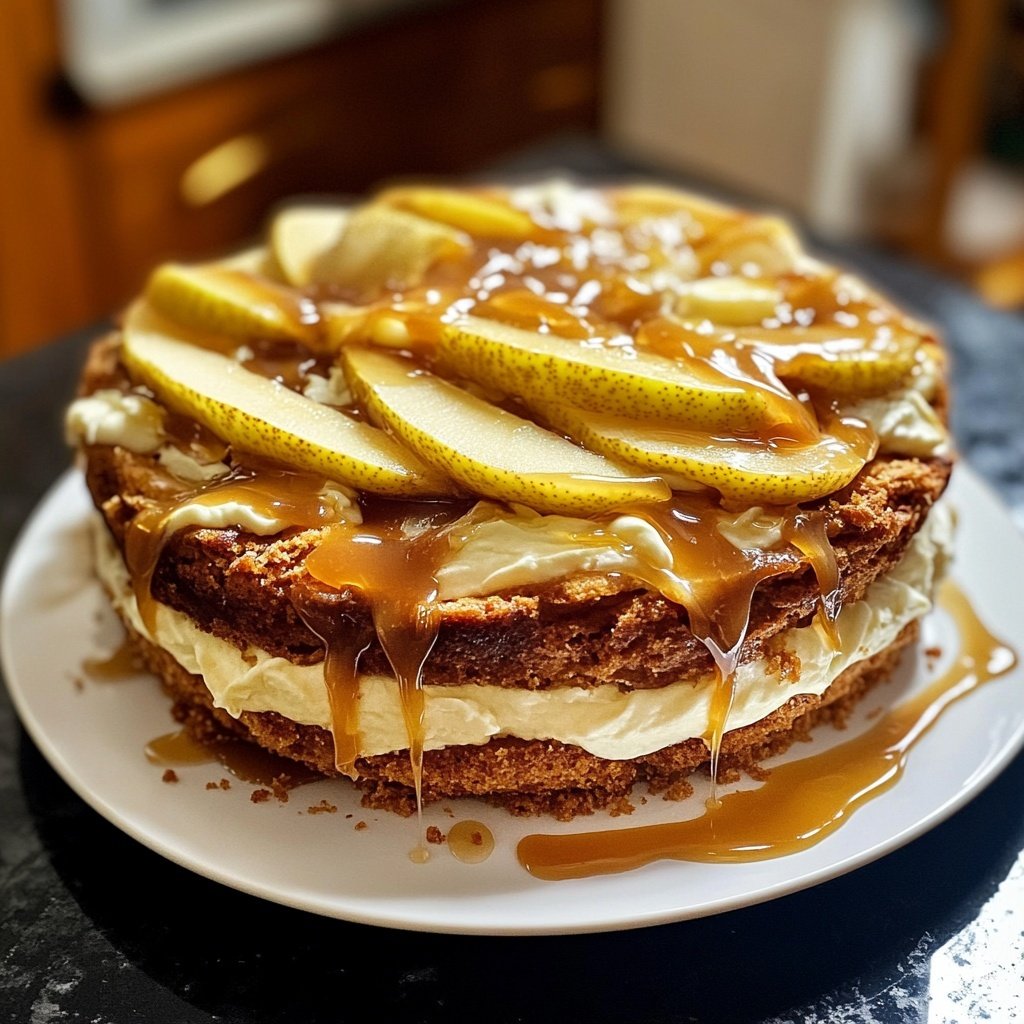 Birnen-Karamell-Käsekuchen-Torte
