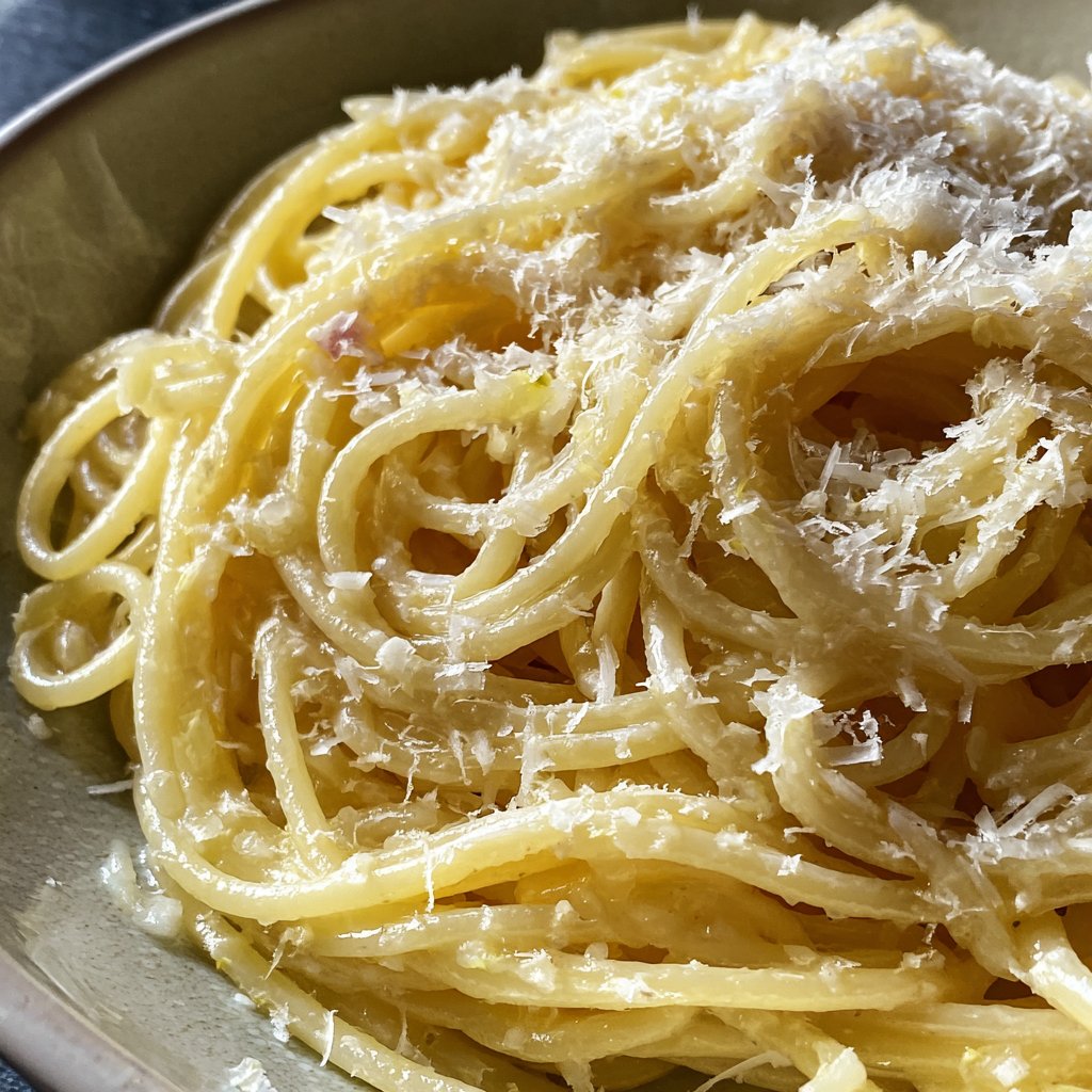 Spaghetti mit Zitronenschale und Parmesan
