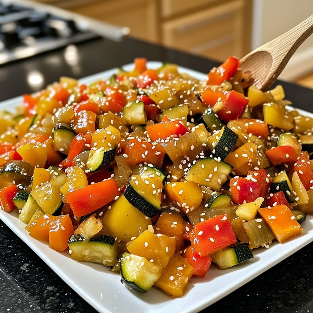 Gemüsepfanne mit Sesam