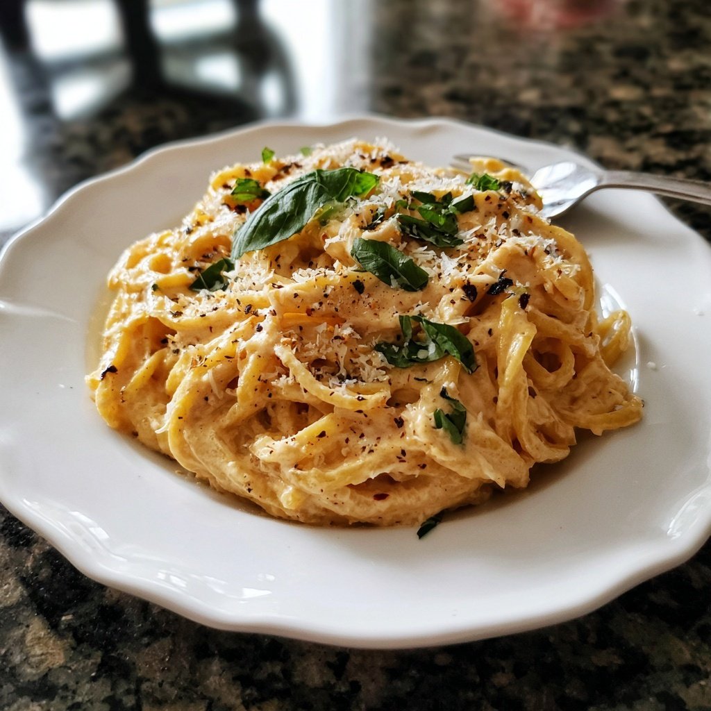 Pasta mit rosa Vodkasauce